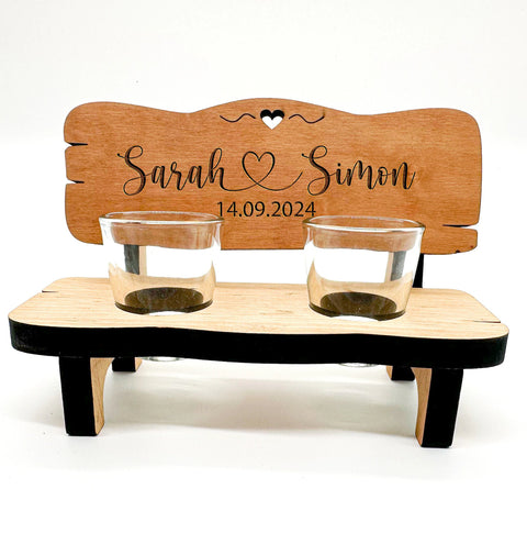 Schnapsbank mit Gravur – Personalisiertes Hochzeitsgeschenk | Geschenk zur Hochzeit, Geburtstag oder Jubiläum