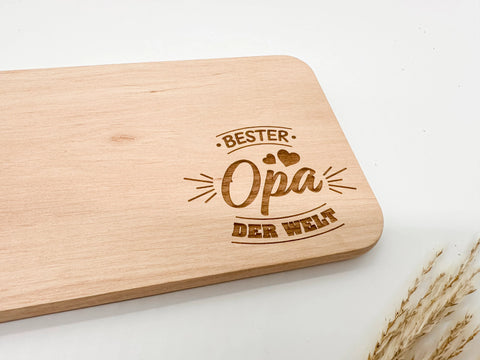 Personalisiertes Holzbrett „Bester Opa der Welt“ – Liebevolles Geschenk zum Geburtstag, Vatertag oder Weihnachten