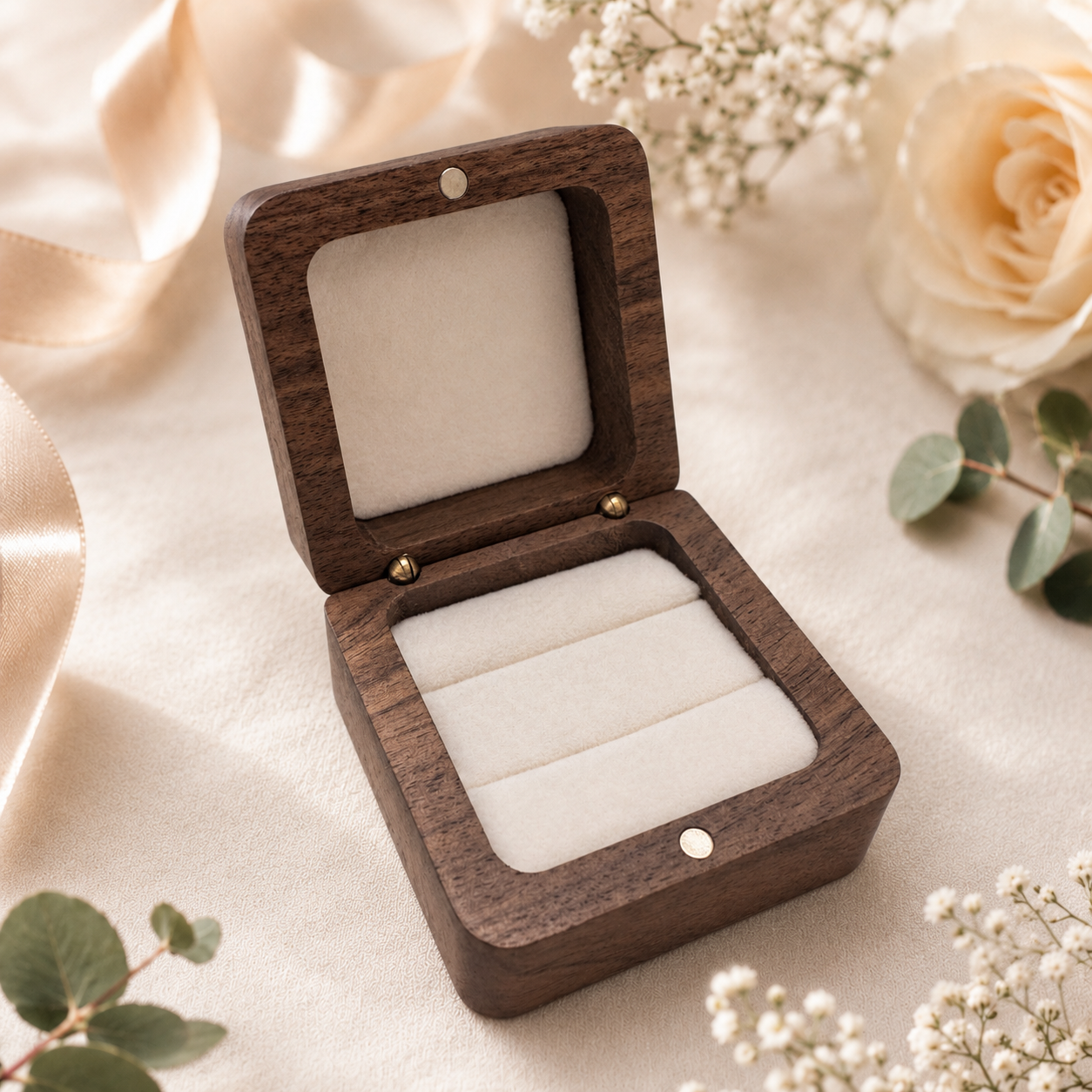 Ringbox personalisiert mit Initialen oder Namen, Datum und Motiv - Hochzeit & Verlobung