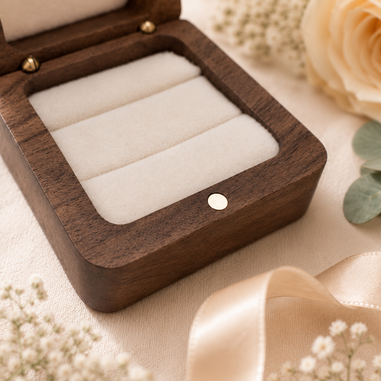 Ringbox personalisiert mit Initialen oder Namen, Datum und Motiv - Hochzeit & Verlobung