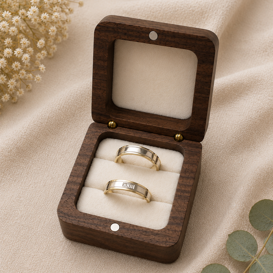 Ringbox personalisiert mit Initialen oder Namen, Datum und Motiv - Hochzeit & Verlobung