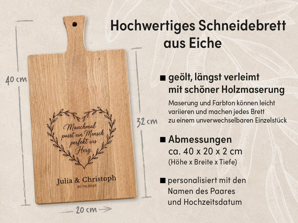 Personalisiertes Schneidebrett aus Eiche mit Gravur