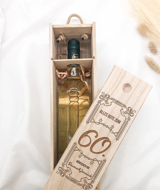 Personalisierte Weinkiste mit Gravur – Edles Geschenk zum Geburtstag für Weinliebhaber