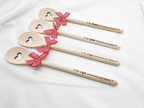 Kochlöffel mit Gravur – „Bei Mama schmeckt’s am besten“ – Geschenk für Mama – Muttertagsgeschenk – Küchenhelfer mit Spruch