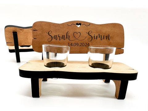 Schnapsbank mit Gravur – Personalisiertes Hochzeitsgeschenk | Geschenk zur Hochzeit, Geburtstag oder Jubiläum