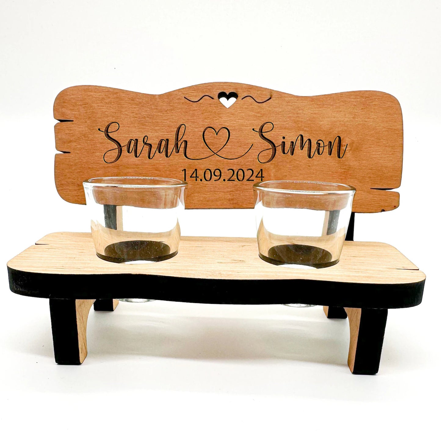 Schnapsbank mit Gravur – Personalisiertes Hochzeitsgeschenk | Geschenk zur Hochzeit, Geburtstag oder Jubiläum