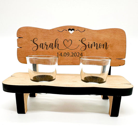 Schnapsbank mit Gravur – Personalisiertes Hochzeitsgeschenk | Geschenk zur Hochzeit, Geburtstag oder Jubiläum