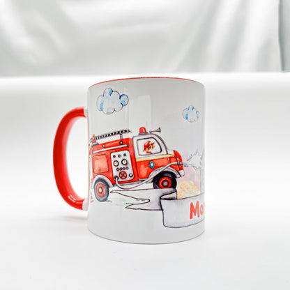 Personalisierte Feuerwehr Tasse mit Name – Geschenk für Feuerwehrmann / Feuerwehrfrau