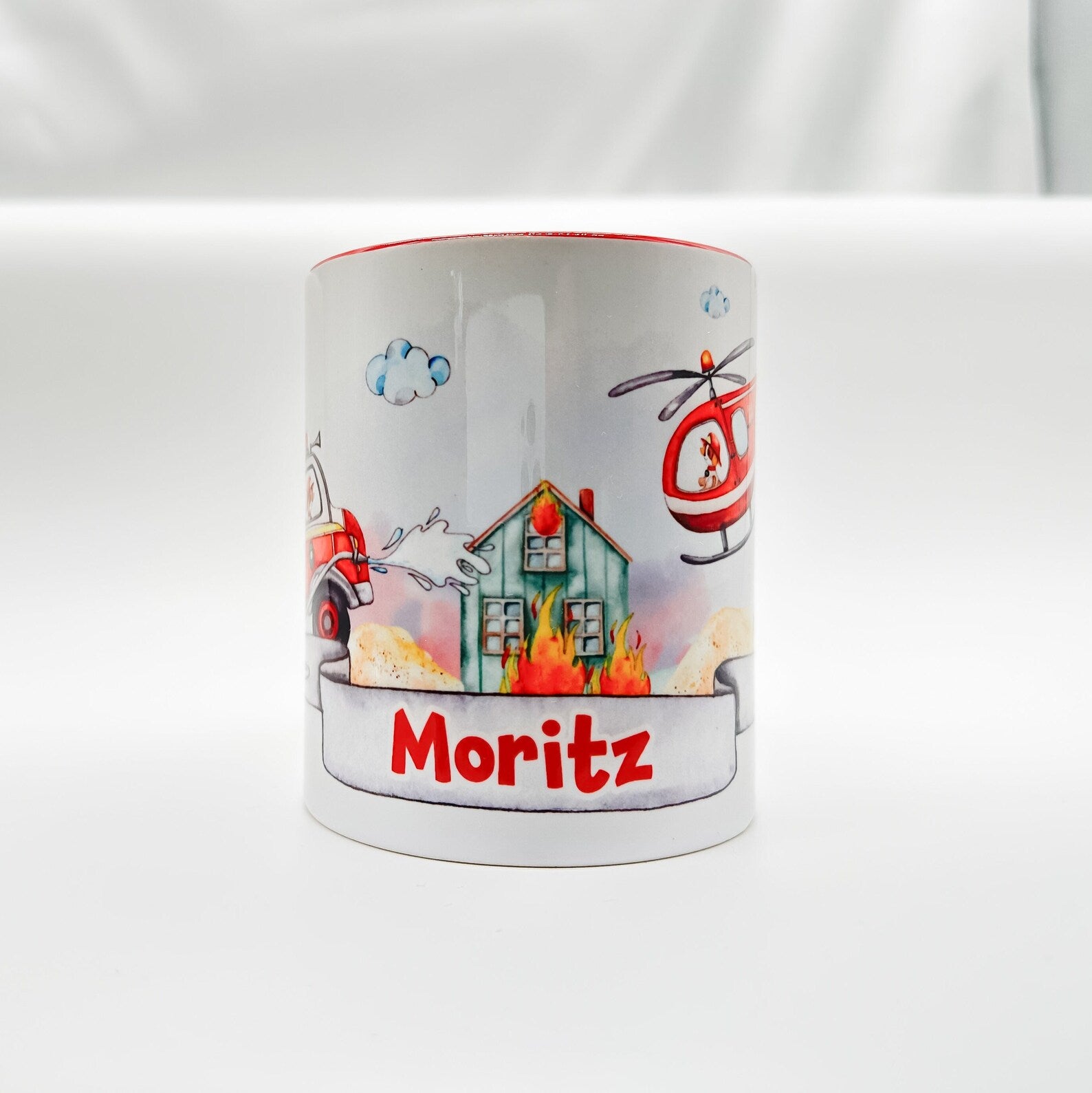 Personalisierte Feuerwehr-Tasse mit Namen – Geschenk für Feuerwehrmann / Feuerwehrfrau