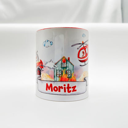 Personalisierte Feuerwehr Tasse mit Name – Geschenk für Feuerwehrmann / Feuerwehrfrau