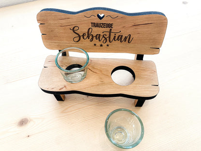 Personalisierte Schnapsbank „Trauzeuge“ mit Namen – Das besondere Geschenk zur Hochzeit