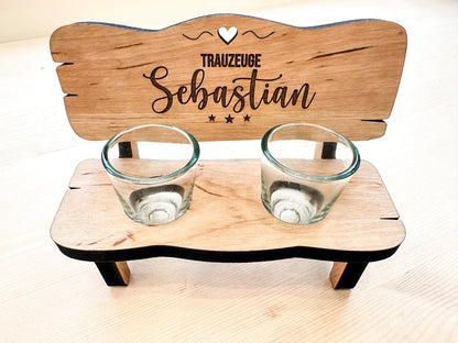 Personalisierte Schnapsbank „Trauzeuge“ mit Namen – Das besondere Geschenk zur Hochzeit