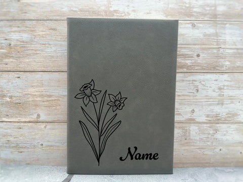 Personalisiertes Notizbuch aus Kunstleder mit Geburtsblume und Wunschname – Das perfekte Geschenk für jeden Anlass