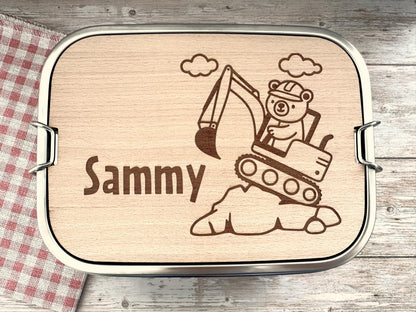 Lunchbox mit Namen graviert inklusive Trennsteg, Fassungsvermögen 1200 ml, spülmaschinenfest