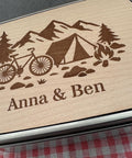 Personalisierte Brotdose Edelstahl, mit Namen, Outdoor & Camping, wasserdicht mit Trennsteg und Schneidebrett - Radfahrer