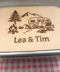 Personalisierte Brotdose Edelstahl, mit Namen, Outdoor & Camping, wasserdicht mit Trennsteg und Schneidebrett – Vanlife