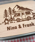 Personalisierte Brotdose Edelstahl, mit Namen, Outdoor & Camping, wasserdicht mit Trennsteg und Schneidebrett