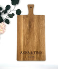 Personalisiertes Schneidebrett Eiche – Hochzeitsgeschenk mit Gravur Name & Datum – Geschenkidee Brautpaar individuell