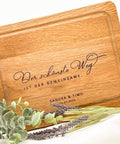 Personalisiertes Schneidebrett Eiche – Hochzeitsgeschenk mit Gravur Name & Datum – Geschenkidee Brautpaar individuell