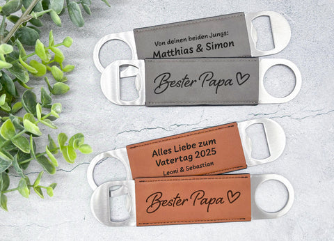 Flaschenöffner mit Gravur Bester Papa - Personalisiertes Geschenk / Geburtstag / Vatertag