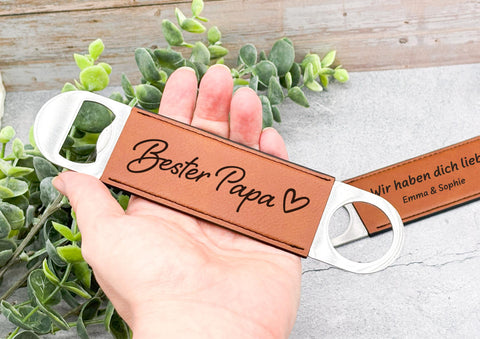 Flaschenöffner mit Gravur Bester Papa - Personalisiertes Geschenk / Geburtstag / Vatertag