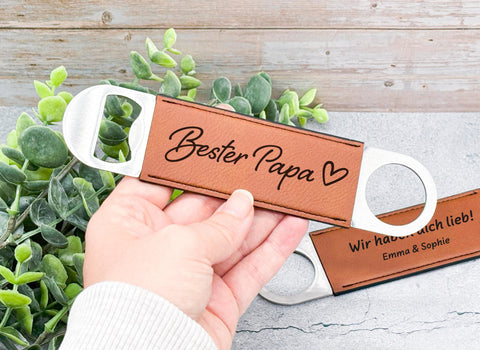 Flaschenöffner mit Gravur Bester Papa - Personalisiertes Geschenk / Geburtstag / Vatertag