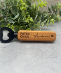 Personalisierter Flaschenöffner aus Holz mit Gravur "Patenonkel" und Namen | Geschenk für Kommunion, Taufe, Patenonkel