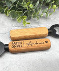 Personalisierter Flaschenöffner aus Holz mit Gravur "Patenonkel" und Namen | Geschenk für Kommunion, Taufe, Patenonkel