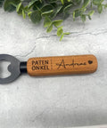 Personalisierter Flaschenöffner aus Holz mit Gravur "Patenonkel" und Namen | Geschenk für Kommunion, Taufe, Patenonkel