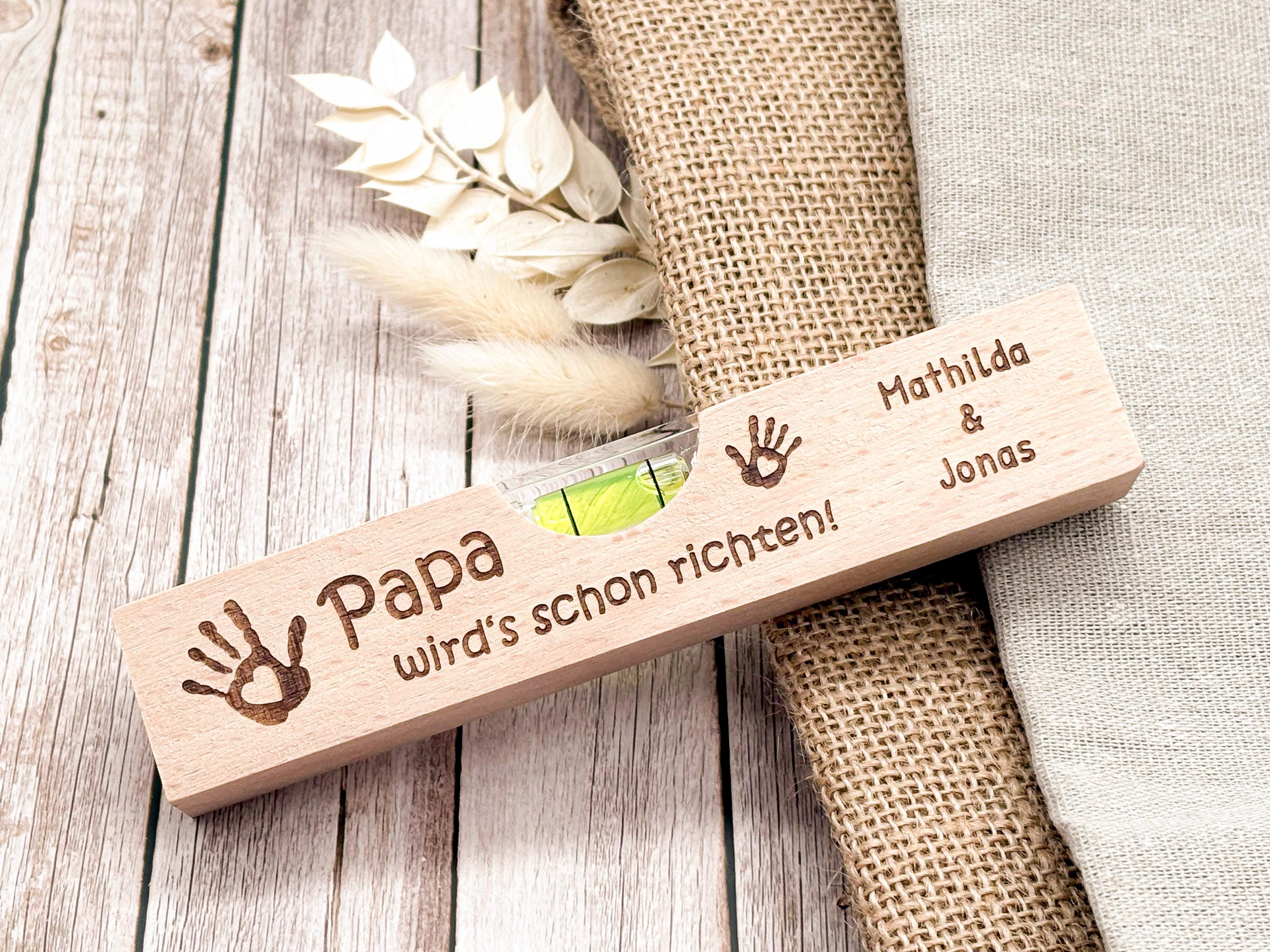 Personalisiertes Geschenk für Papa Mini-Wasserwaage aus Holz