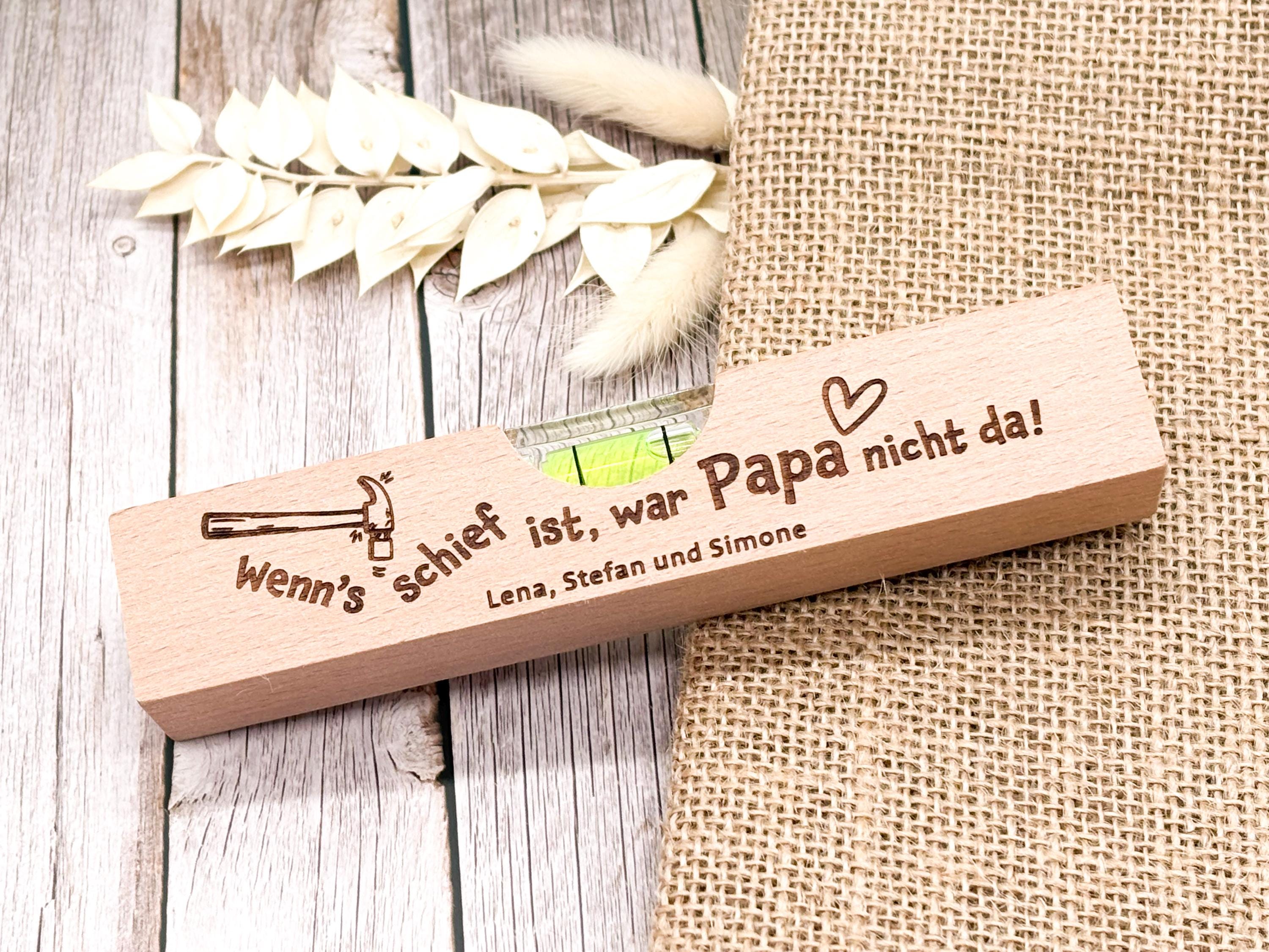 Personalisiertes Geschenk für Papa Mini-Wasserwaage aus Holz
