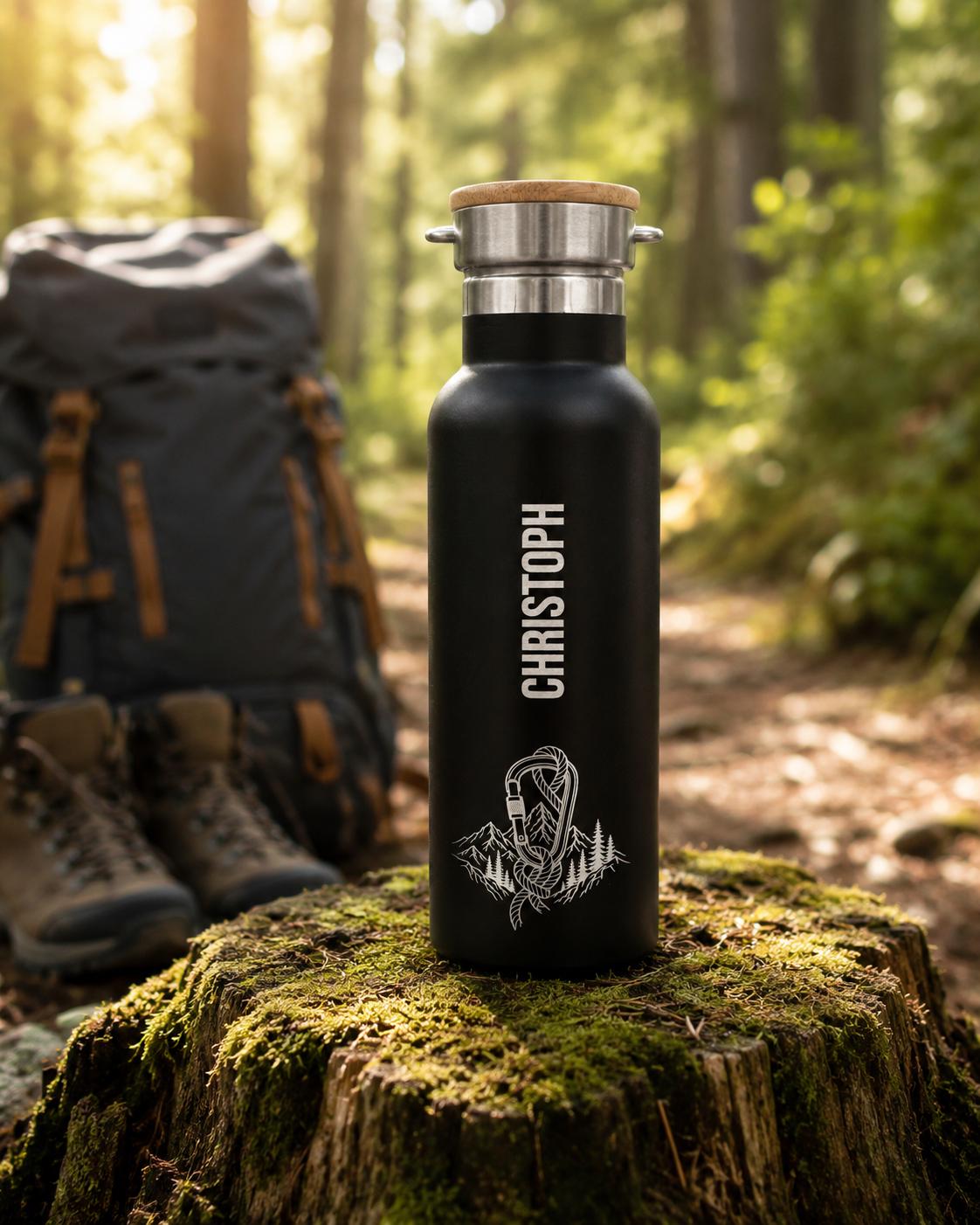 Personalisierte Thermoflasche mit Namen und hochwertiger Gravur auf Edelstahl