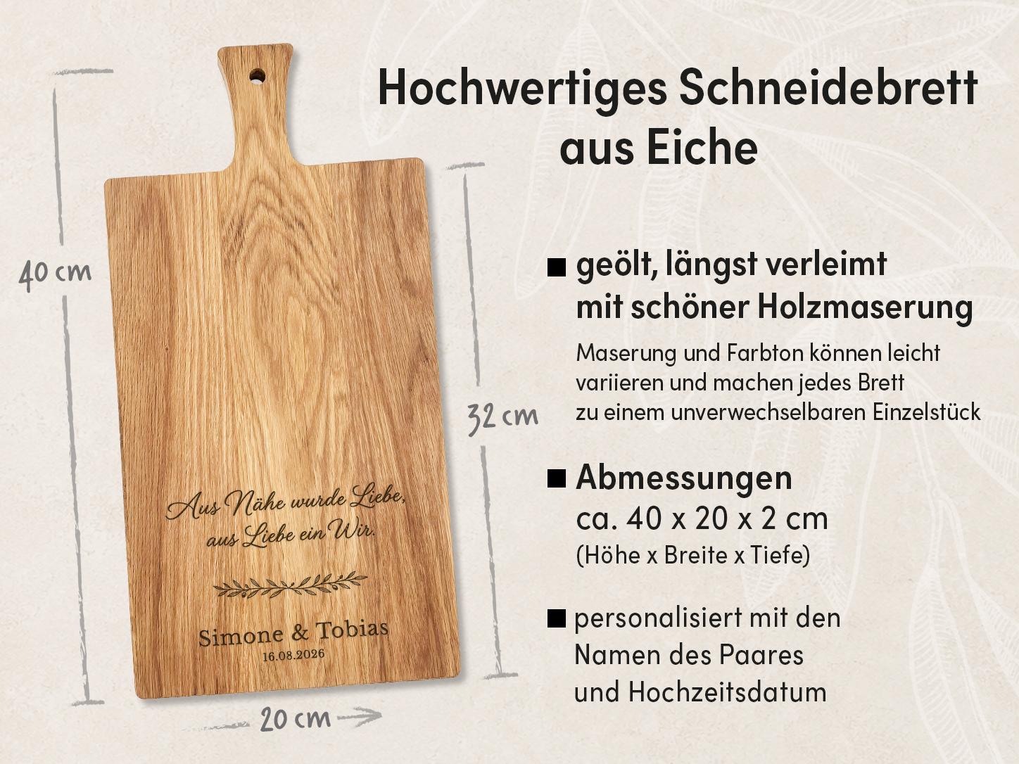 Servierbrett aus Eiche mit individueller Gravur