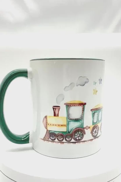 Personalisierte Eisenbahn Tasse für Kinder mit Name – Geschenk für kleine Zug-Fans