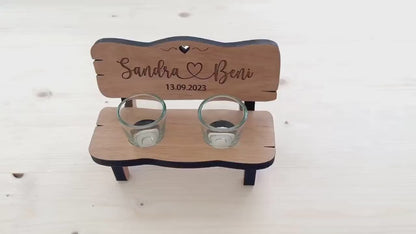 Schnapsbank mit Gravur – Personalisiertes Hochzeitsgeschenk | Geschenk zur Hochzeit, Geburtstag oder Jubiläum