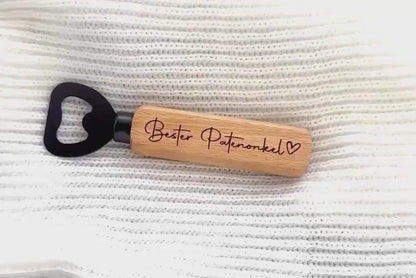 Flaschenöffner „Bester Patenonkel“ aus Holz – Persönliches Geschenk für den Taufpaten