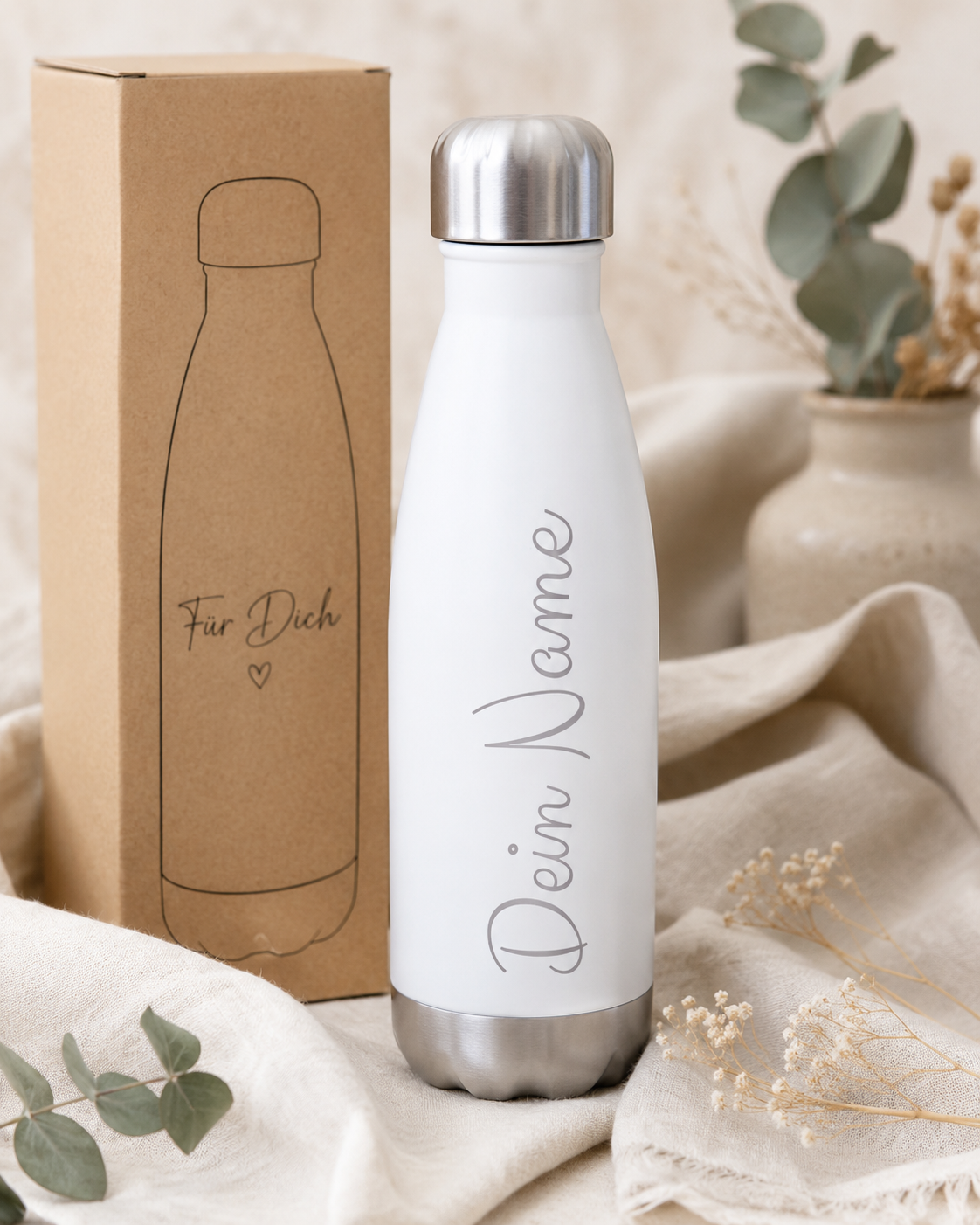 Trinkflasche Edelstahl personalisiert als Geschenk für Schule und Büro
