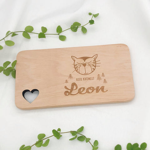 Kinder Frühstücksbrett mit Motiv und Name - Stolz aus Holz