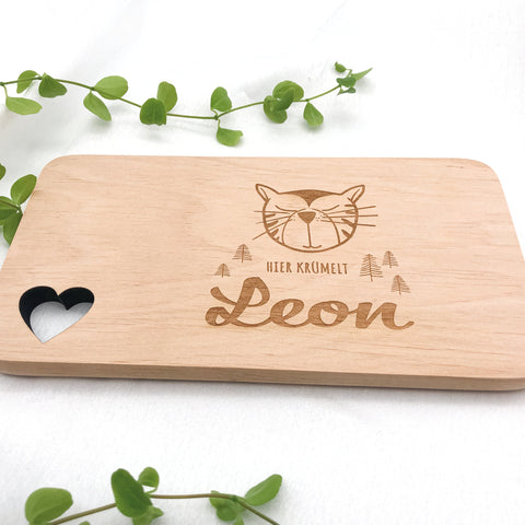 Kinder Frühstücksbrett mit Motiv und Name - Stolz aus Holz