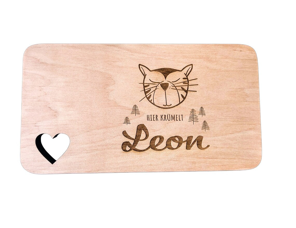 Kinder Frühstücksbrett mit Motiv und Name - Stolz aus Holz
