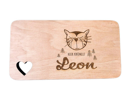 Kinder Frühstücksbrett mit Motiv und Name - Stolz aus Holz