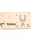 Frühstücksbrett personalisiert mit Namen und Wild_Motiv / Geschenk Geburt